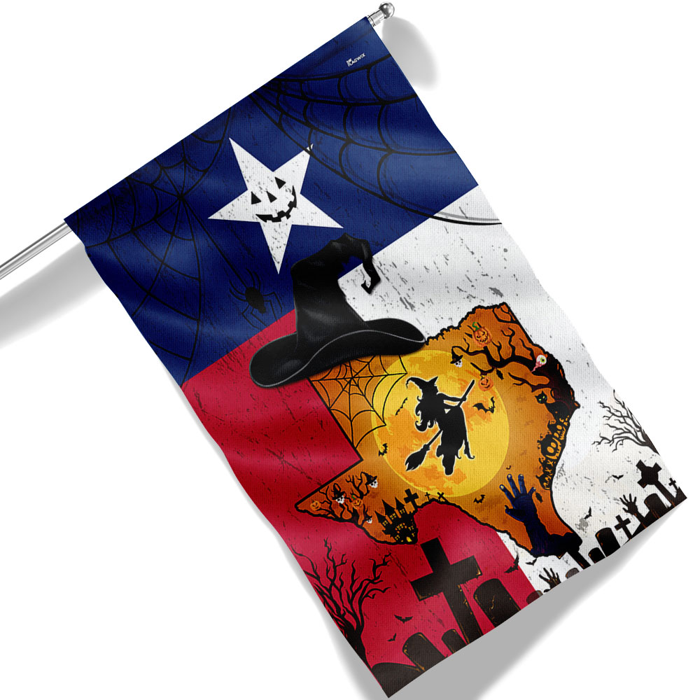 Texas Halloween Flag Halloween Witches Pumpkin Texas Flag - Liberish