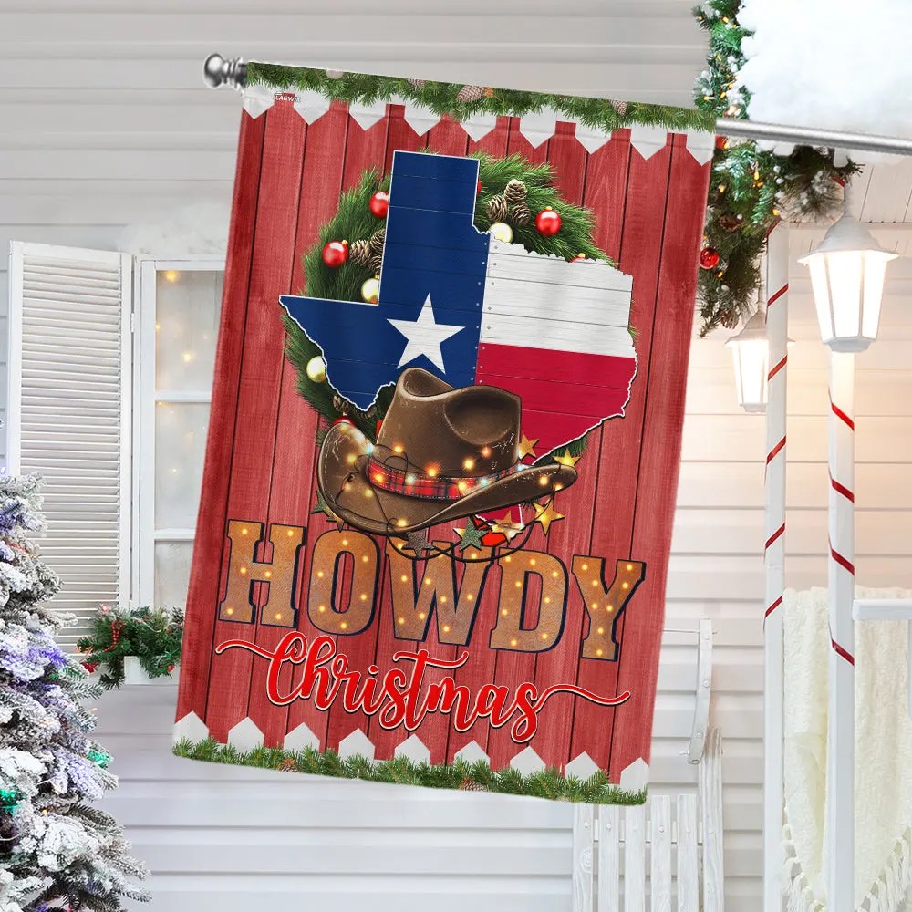 Texas Howdy Christmas Flag Festive Holiday Gift Decor - Liberish