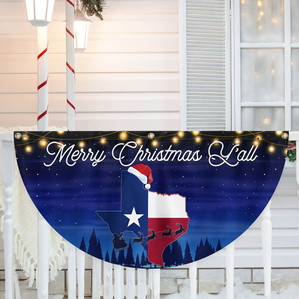 Texas Merry Christmas Y All Non Pleated Fan Flag - Liberish