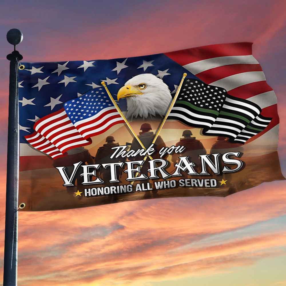 Thank You Veterans Honoring All Who Served Flag American Eagle Memorial Day Veteran Flag - Liberish