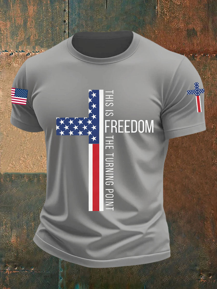 This Is The Turning Point Falg Cross T-Shirt Charlie Kirk Memorial Shirt