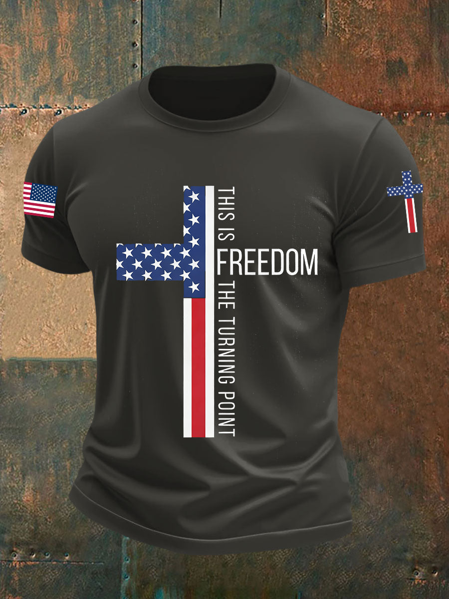 This Is The Turning Point Falg Cross T-Shirt Charlie Kirk Memorial Shirt