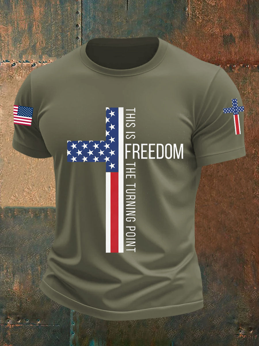 This Is The Turning Point Falg Cross T-Shirt Charlie Kirk Memorial Shirt