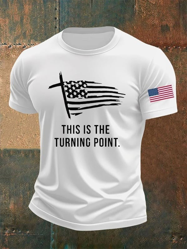 This Is The Turning Point Print Round Neck T-Shirt Charlie Kirk Merch