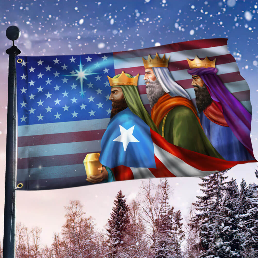 Three Kings Three Wise Men Nativity Of Jesus Puerto Rico Us Christmas Grommet Flag Christmas 2025 - Liberish