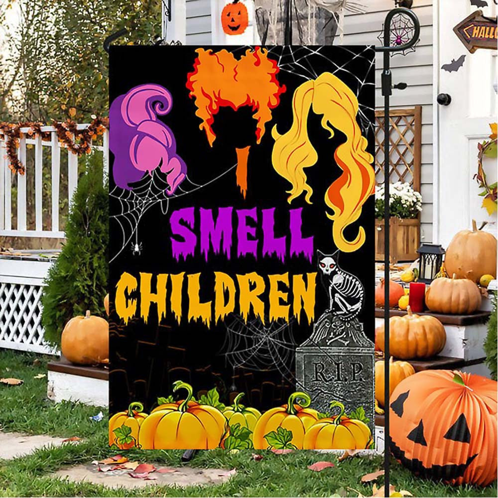 Three Witches Halloween I Smell Children Flag Pefect Gift on Halloween Day For Friends and Childrens - Liberish