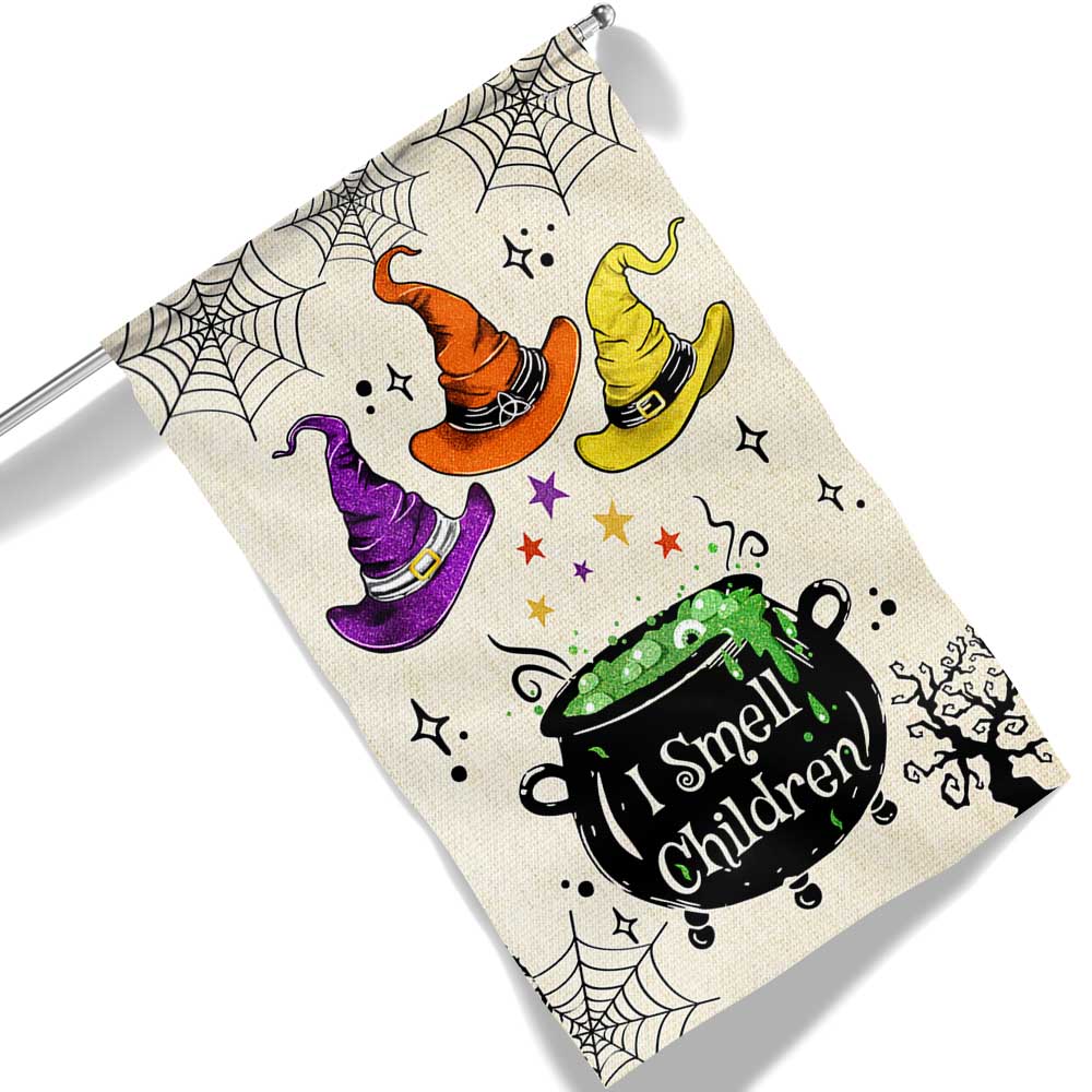 Three Witches Halloween I Smell Children Flag Spooky Night - Liberish