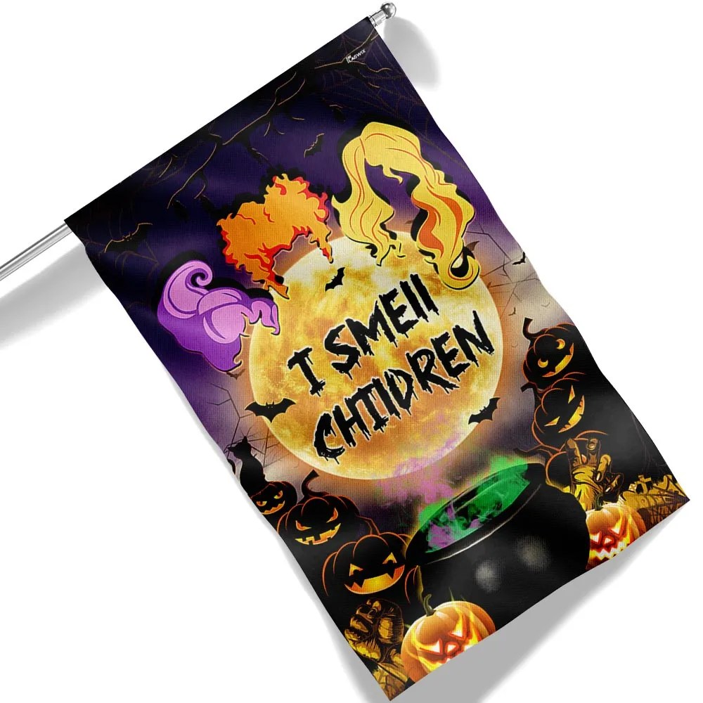 Three Witches Halloween I Smell Children Hocus Pocus Halloween Flag - Liberish