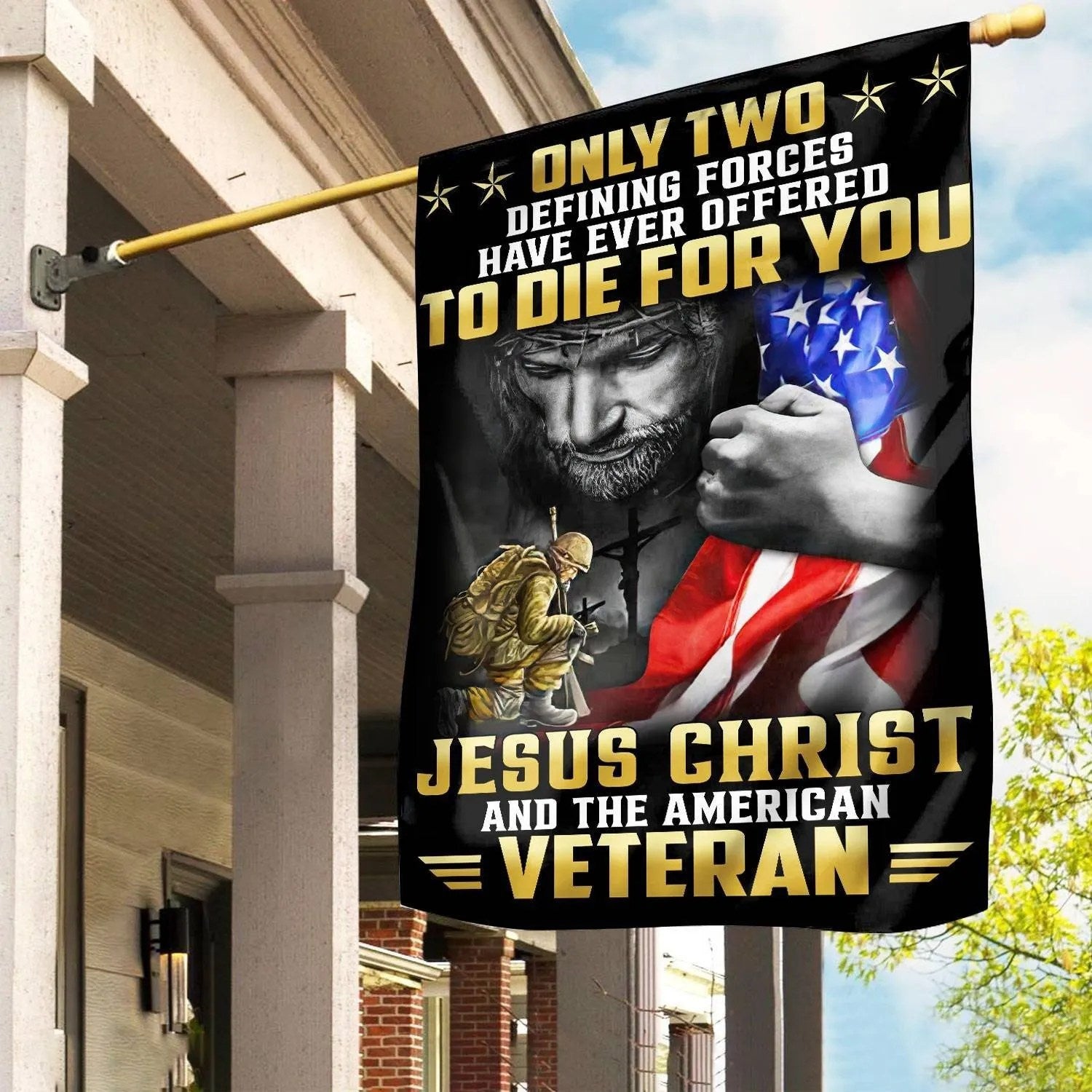 To Die For You Jesus Christ And The American Veteran Flag Patriotic Home Decor - Liberish