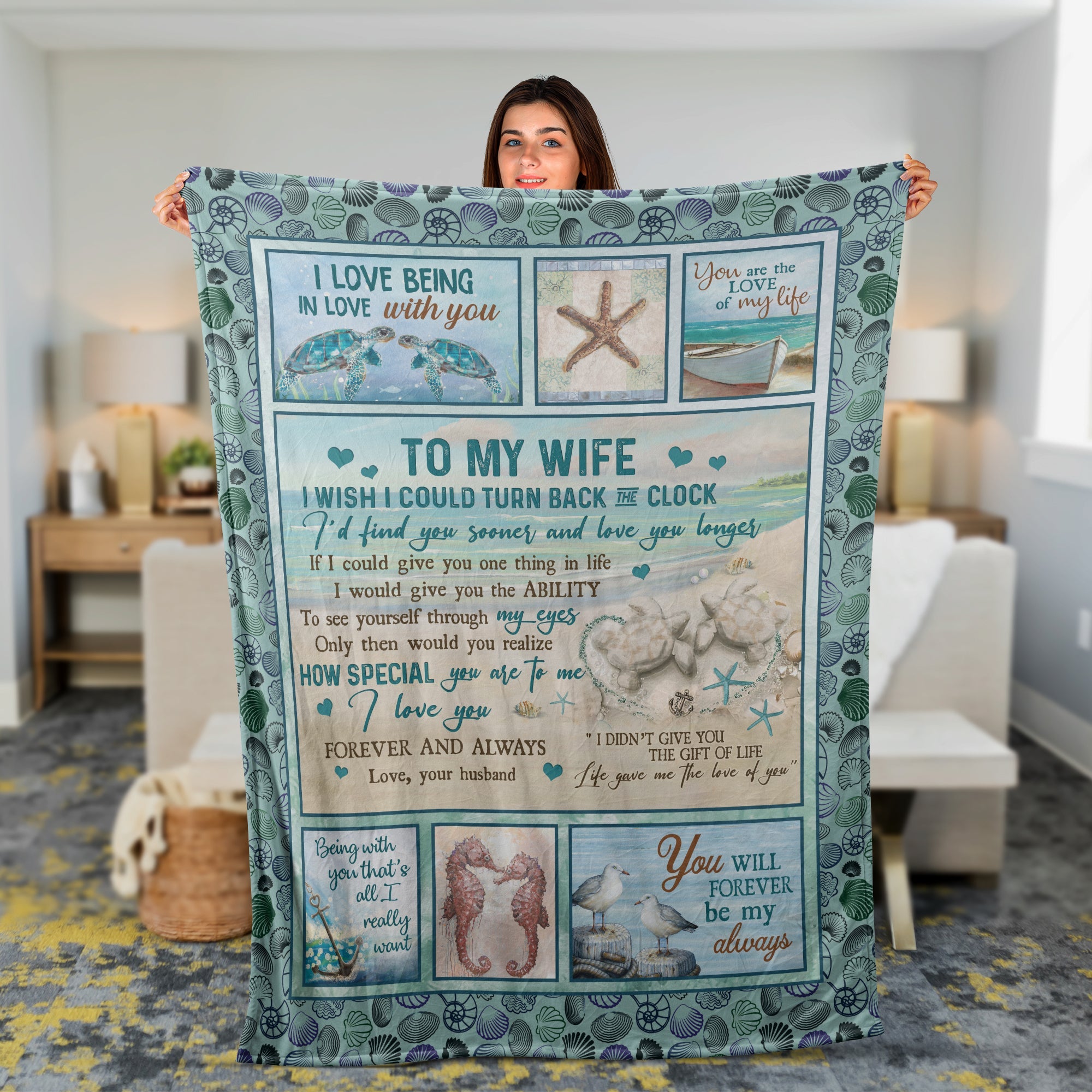 Couple Blanket, To My Wife Blanket, Valentine's Day Gift, Gifts For Wife From Husband, Sea Creatures Blanket - I Love You Forever And Always