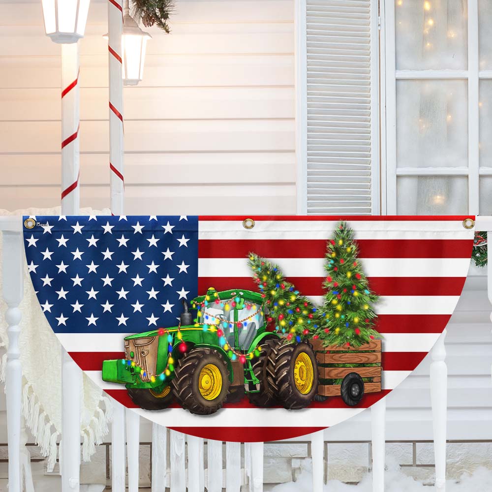 Tractor Christmas Farm Life Non Pleated Fan Flag - Liberish