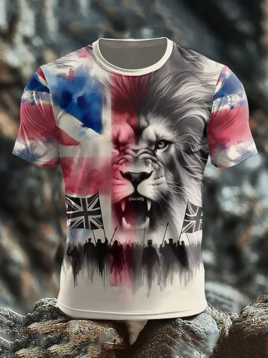 UK Flag Lion Shirt Men's Patriotic T-shirt Best Gifts For Husband - Liberish