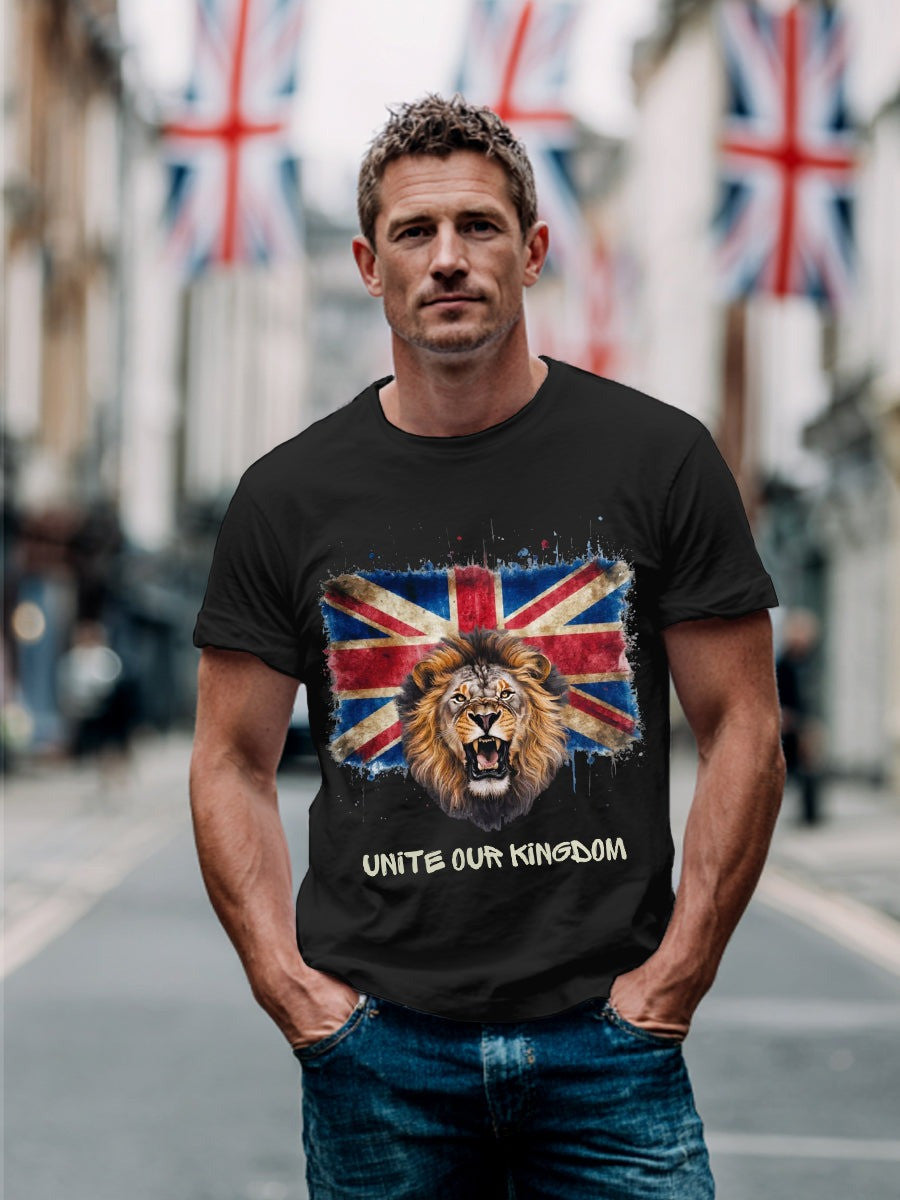 Unite Our Kingdom UK Flag Lion T-Shirt Patriotic Tees Gifts For Him - Liberish