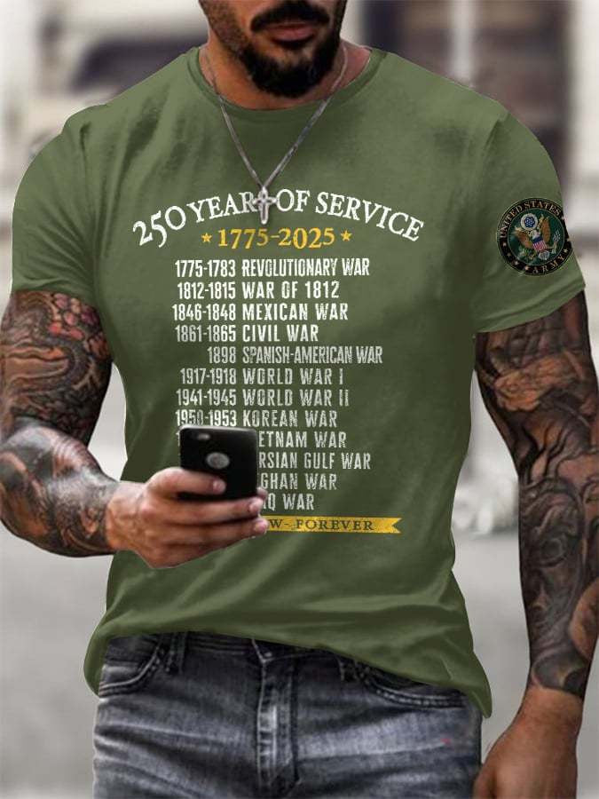 United States Army 250 Years Of Service 17752025 Then Now Forever T-Shirt Army Gifts - Liberish