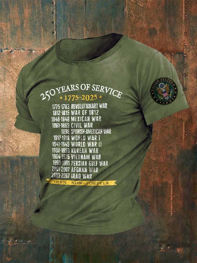 United States Army 250 Years Of Service 17752025 Then Now Forever T-Shirt Men's Gifts - Liberish