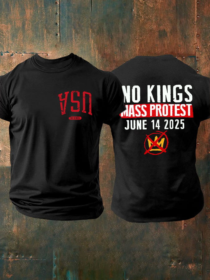 Upside Down USA No Kings Mass Protest June 14 2025 T-Shirt Patriotic Gifts - Liberish