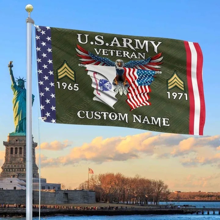 US Army Custom Grommet Flag Gifts for Army Veteran for Armed Forces Day and Veterans Day - Liberish