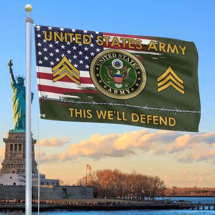 US Army Grommet Custom Flag Gift for Army Veteran Dad and Husband Veterans Day - Liberish