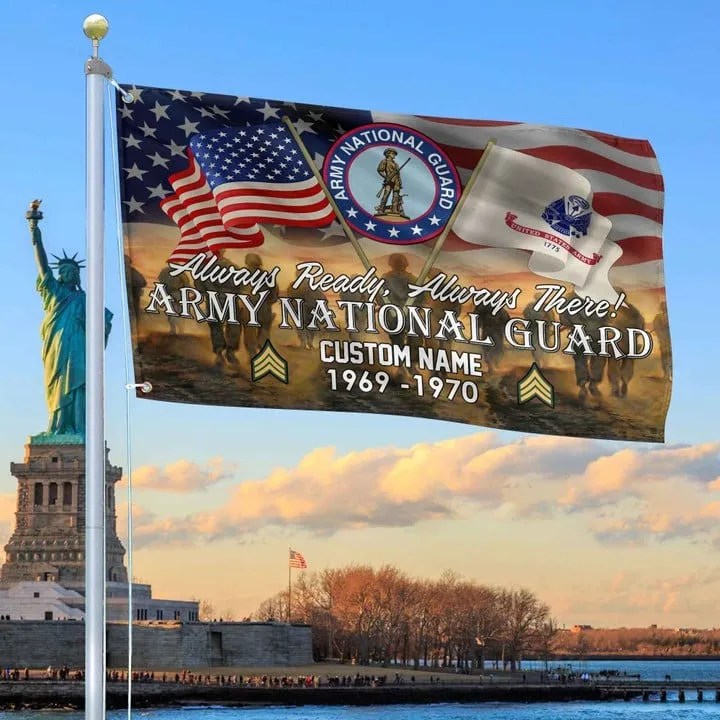 US Army National Guard Grommet Flag Custom Gifts for Army National Guard Veteran Dad and Husband for Veterans Day - Liberish