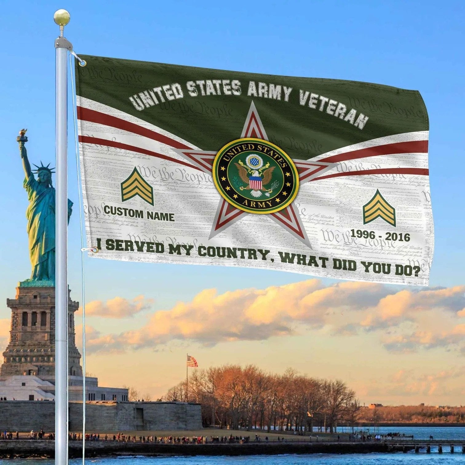 US Army Veteran Flag I Served My Country What Did You Do Flag Gifts For Army Veteran - Liberish