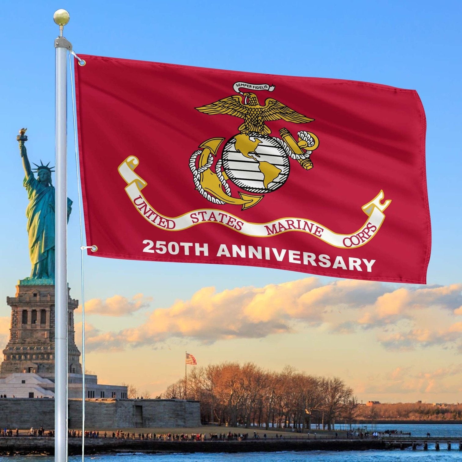 US Marine Corps Flag 250th Anniversary USMC Flag Patriotic Gift For Father - Liberish
