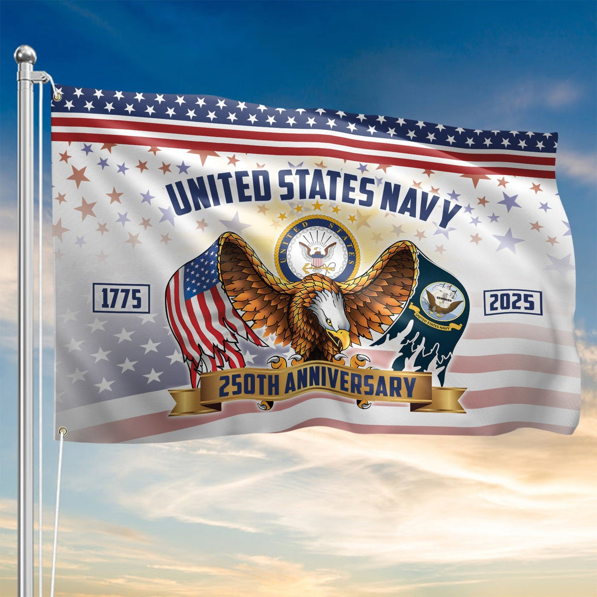 US Navy 1775 2025 250Th Anniversary Flag Proud Navy 4th Of July Decor - Liberish