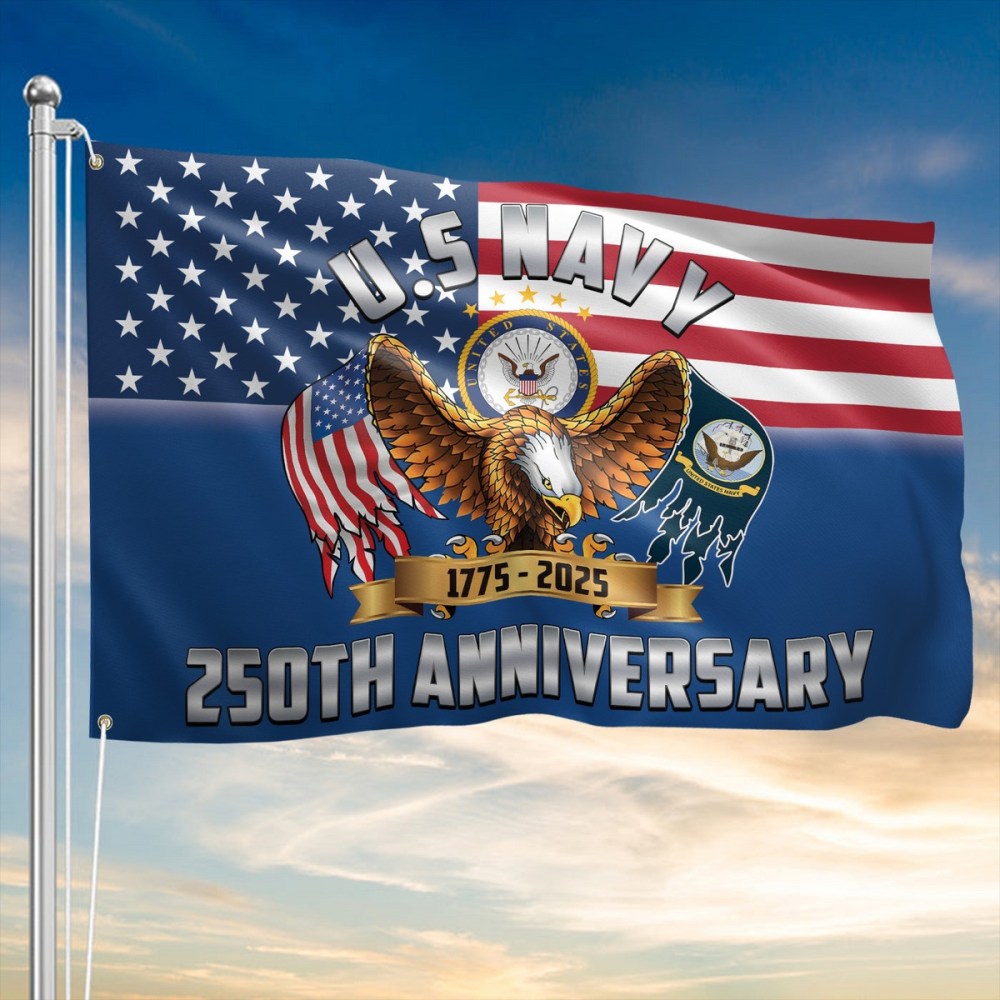 US Navy 1775 2025 250Th Anniversary Flag Proud USN Patriotic Flag Decor