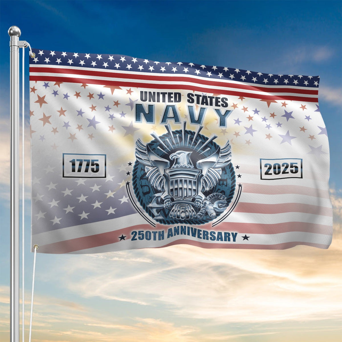 US Navy 1775 2025 250Th Anniversary Flag USN Outdoor Patriotic Decor - Liberish