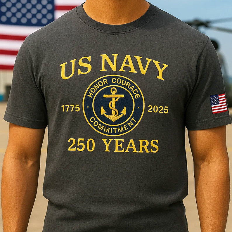 US Navy 1775 2025 250th Anniversary T-Shirt USN Merch Gifts For Dudes - Liberish