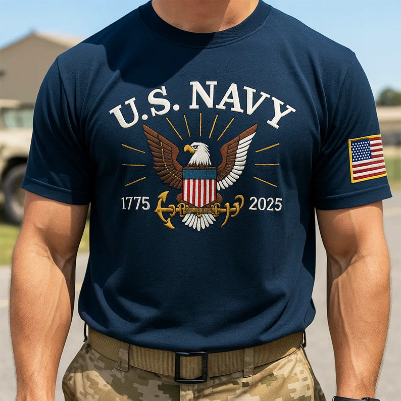 US Navy 1775 2025 T-Shirt 250th Anniversary USN Merch Patriotic Gifts - Liberish
