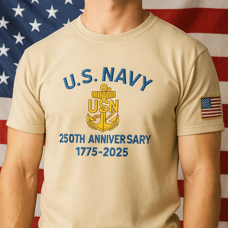 US Navy 250th Anniversary 1775 2025 T-Shirt Patriotic Shirt Gifts For Son - Liberish