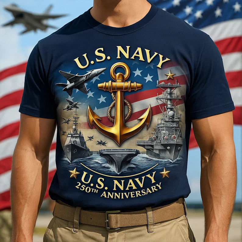 US Navy 250th Anniversary T-Shirt USN Merch Patriotic Gifts For Men's - Liberish