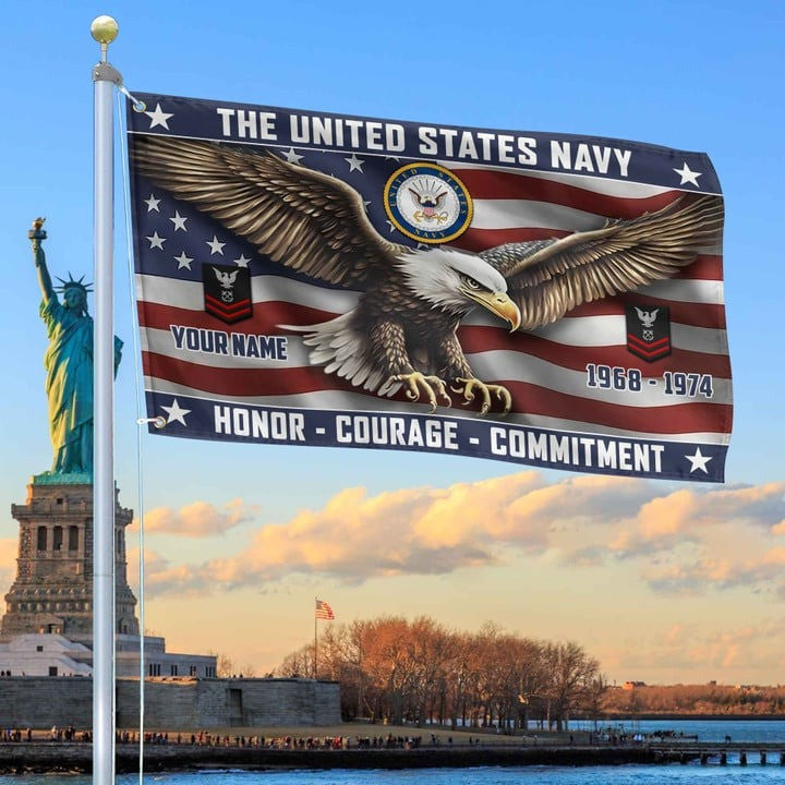 US Navy Custom Grommet Flag Best Gifts for Navy Veteran and Father for Armed Forces Day and Veterans Day - Liberish