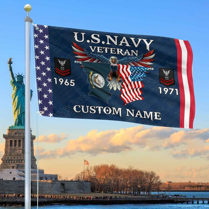 US Navy Custom Grommet Flag Gifts for Navy Veteran for Armed Forces Day and Veterans Day - Liberish
