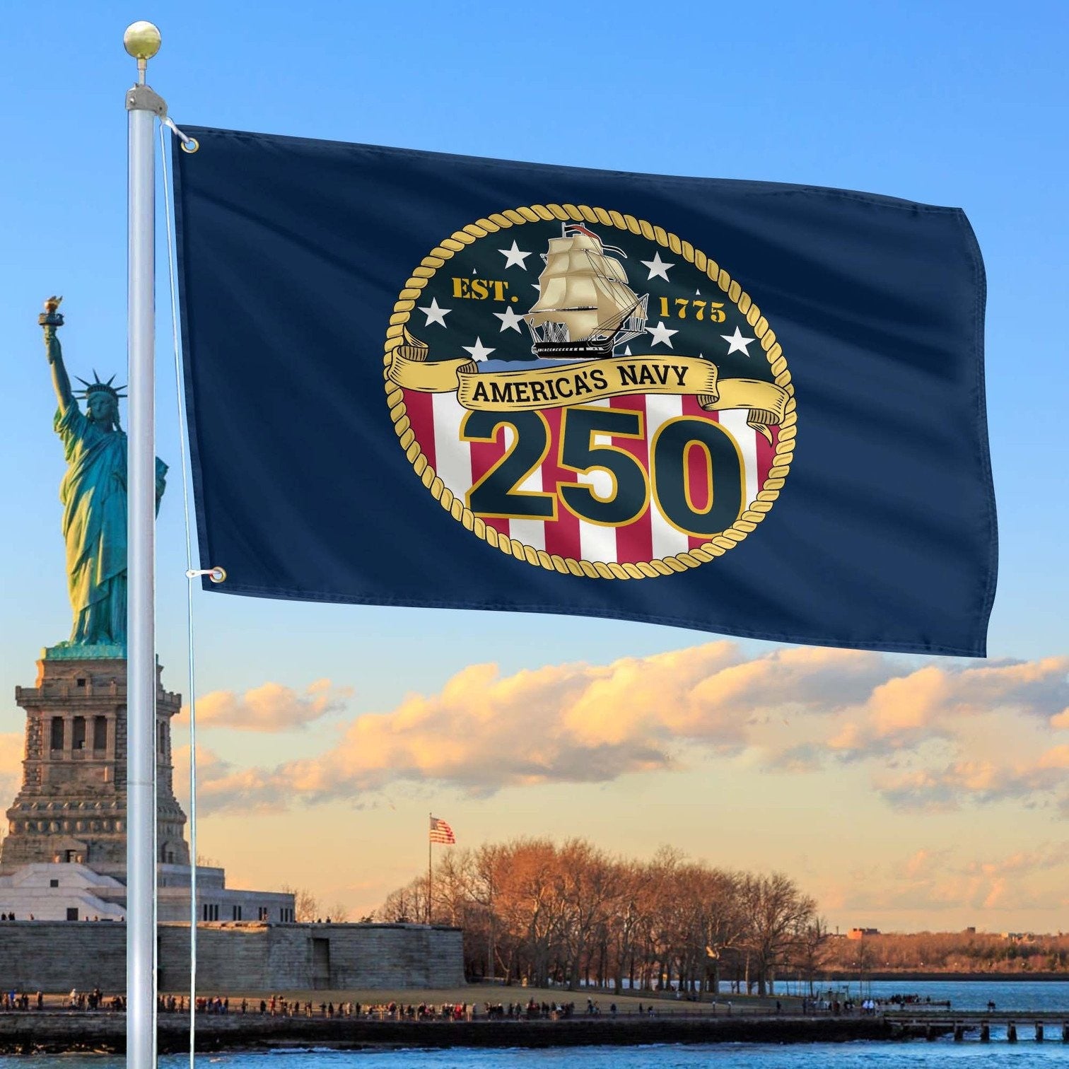 US Navy Flag 250th Anniversary USN Flag Gift For Navy Veterans - Liberish