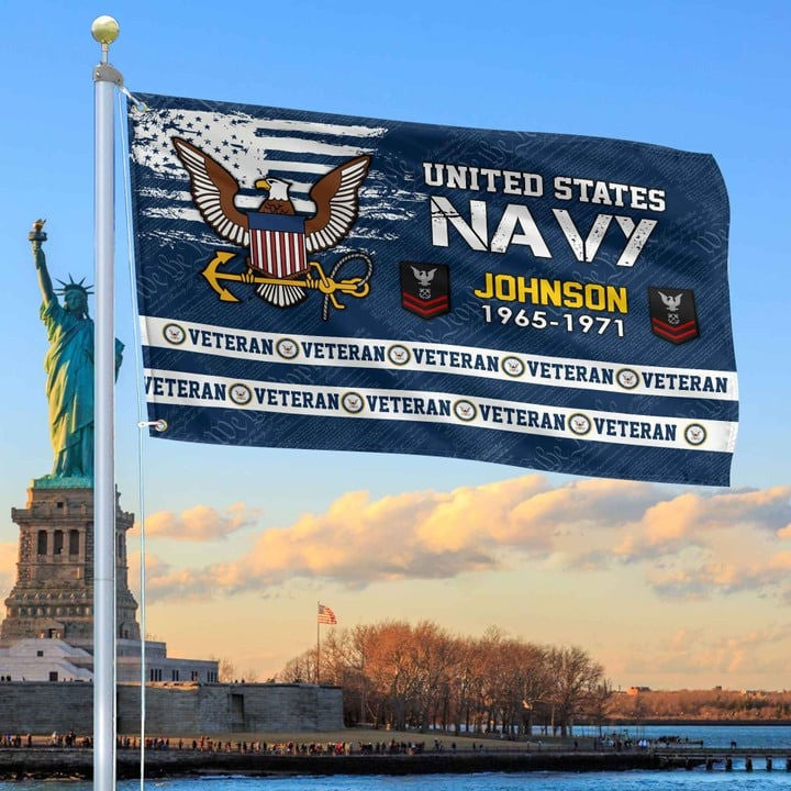 US Navy Grommet Custom Flag Gifts for Navy Veteran Armed Forces Day Veterans Day - Liberish