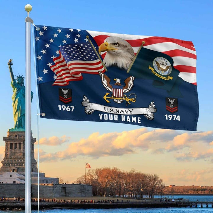 US Navy Grommet Custom Flag Gifts for Navy Veteran Best Gift for Father Armed Forces Day Veterans Day - Liberish