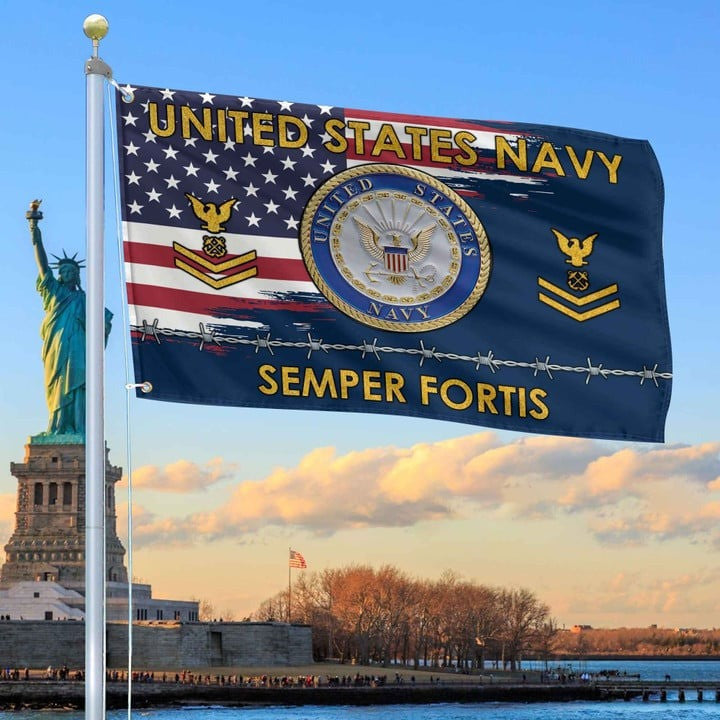 US Navy Grommet Custom Flag Gifts for Navy Veteran Dad and Husband for Veterans Day - Liberish