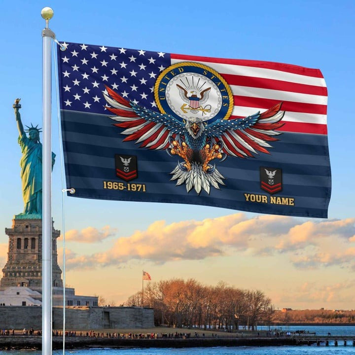 US Navy Grommet Custom Flag Gifts for Navy Veteran Dad Husband Armed Forces Day Veterans Day - Liberish