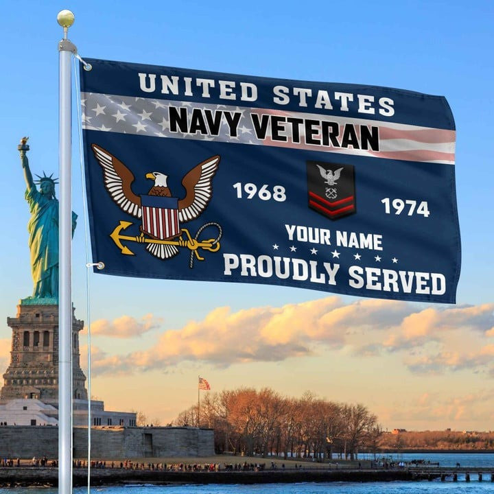 US Navy Grommet Flag Custom Gift for Navy Veteran Best Gift for Armed Forces Day and Veterans Day - Liberish