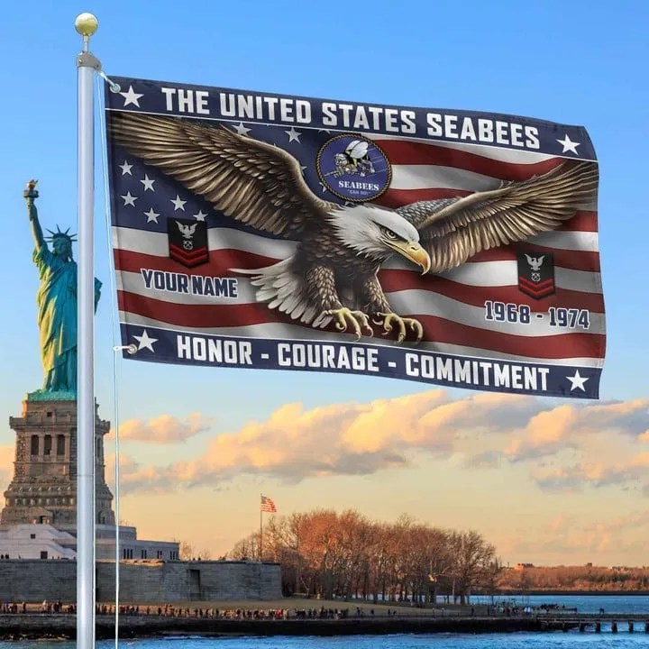 US Seabees Custom Grommet Flag Best Gifts for Seabees Veteran and Father for Armed Forces Day and Veterans Day - Liberish