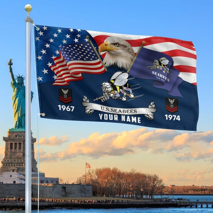 US Seabees Grommet Custom Flag Best Gift for Seabees Veteran Father Armed Forces Day Veterans Day - Liberish