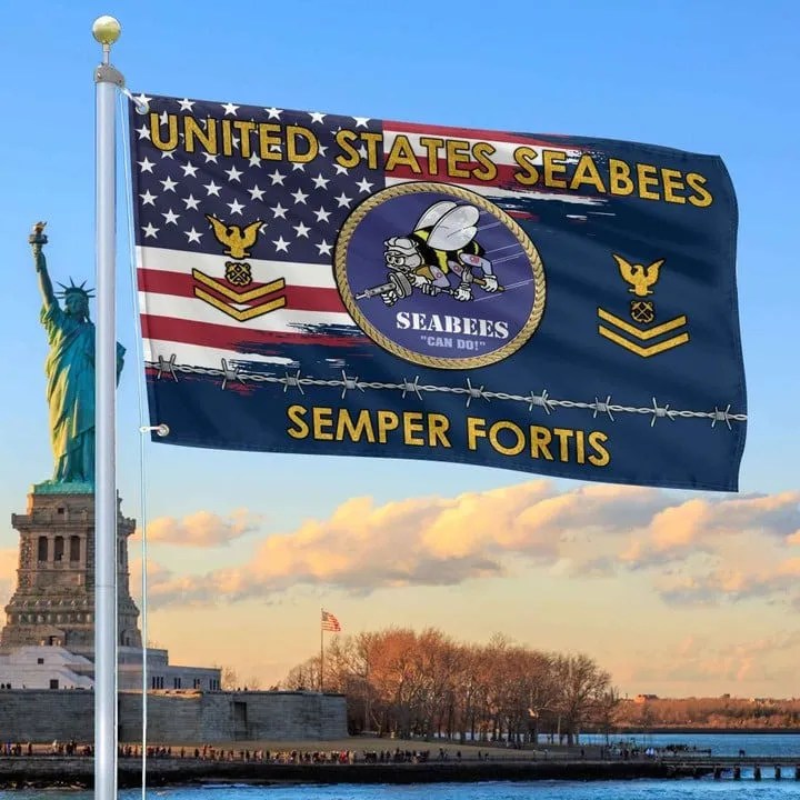 US Seabees Grommet Custom Flag Gifts for Seabees Veteran Dad and Husband for Veterans Day - Liberish