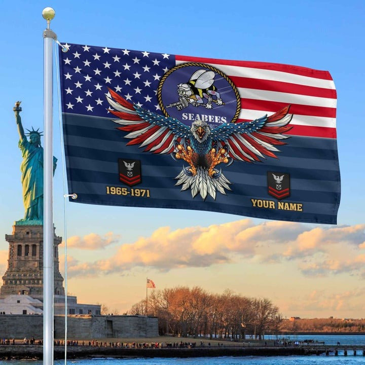 US Seabees Grommet Custom Flag Gifts for Seabees Veteran Dad Husband Armed Forces Day Veterans Day - Liberish