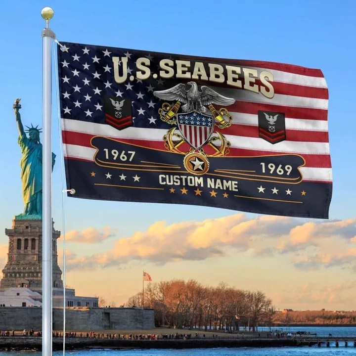 US Seabees Grommet Flag Custom Gift for Seabees Veteran Armed Forces Day Veterans Day - Liberish