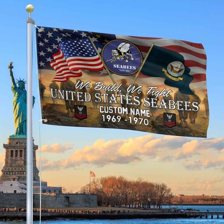 US Seabees Grommet Flag Custom Gifts for Seabees Veteran Dad and Husband for Veterans Day - Liberish