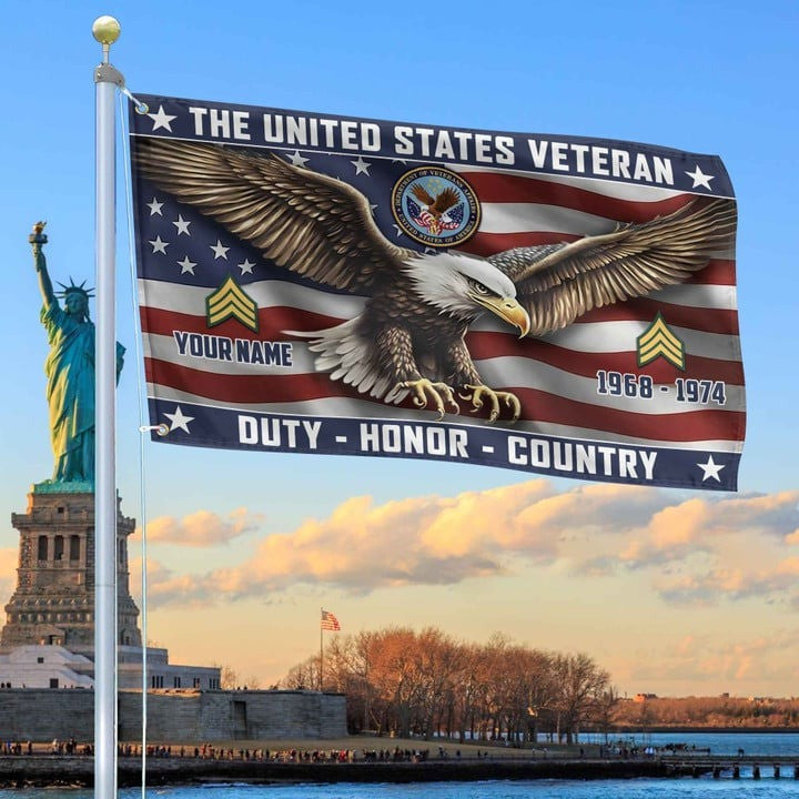US Veteran Custom Grommet Flag Best Gifts for US Veteran and Father for Armed Forces Day and Veterans Day - Liberish