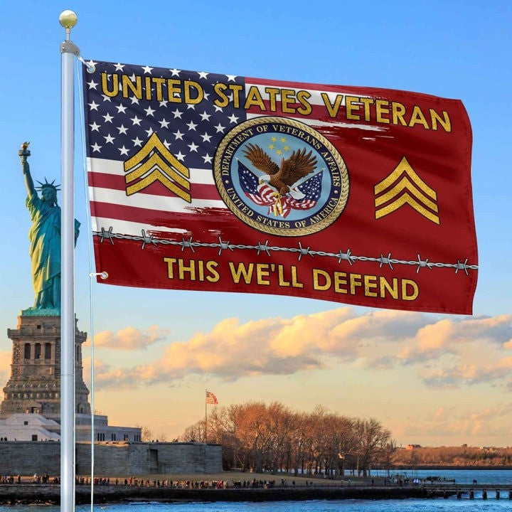 US Veteran Grommet Custom Flag Gifts for US Veteran Dad and Husband for Veterans Day - Liberish