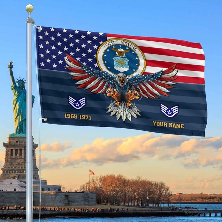 USAF Grommet Custom Flag Gift for Air Force Veteran Dad Husband Armed Forces Day Veterans Day - Liberish