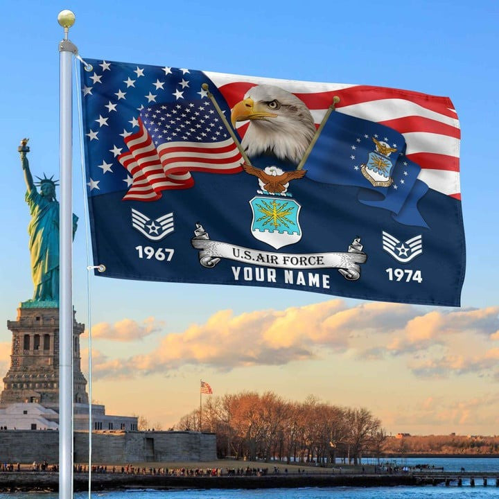 USAF Grommet Custom Flag Gift for Air Force Veteran Father Armed Forces Day Veterans Day - Liberish